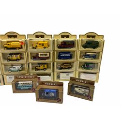 Thirty-eight modern die-cast promotional and advertising models by Lledo including View Vans and Souvenir Bus etc; all boxed (38)