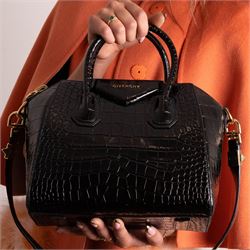 Givenchy - ‘Antigona’ Small Bag, introduced circa 2011 under Riccardo Tisci, in black crocodile-embossed calf leather, with twin top handles and detachable wide shoulder or crossbody strap, with gold tone hardware, unused with original dust bag
