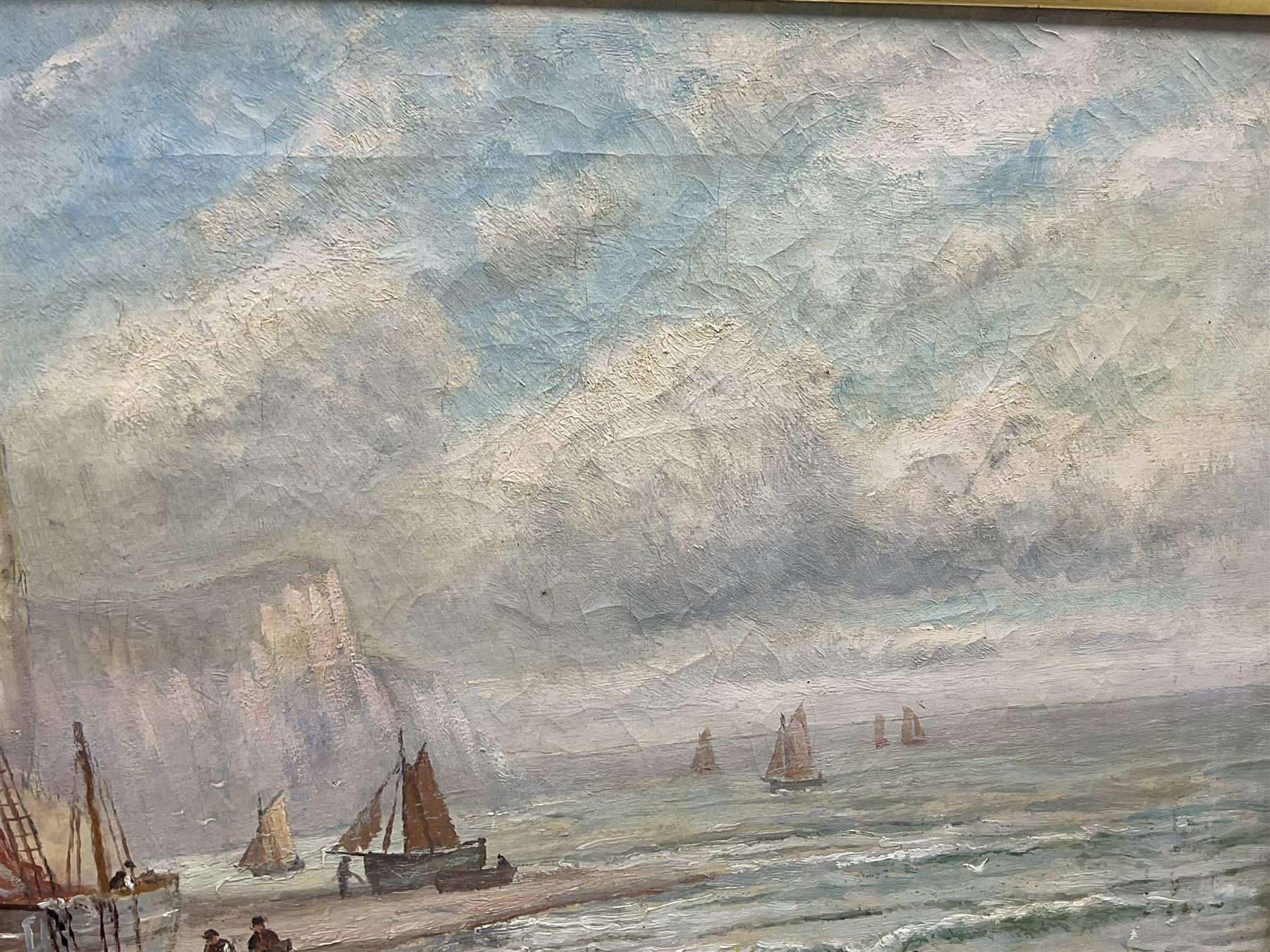 Cyril Tempest (Yorkshire late 19th century): Mast from Shipwreck and Beached Sailing Vessels, pair oils on canvas signed 40cm x 60cm (2)