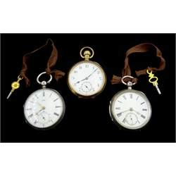  Victorian silver pocket watch Birmingham 1890, similar Edwardian pocket watch Chester 1905 and a gold-plated Admiral pocket watch, case by Fortune (3)  