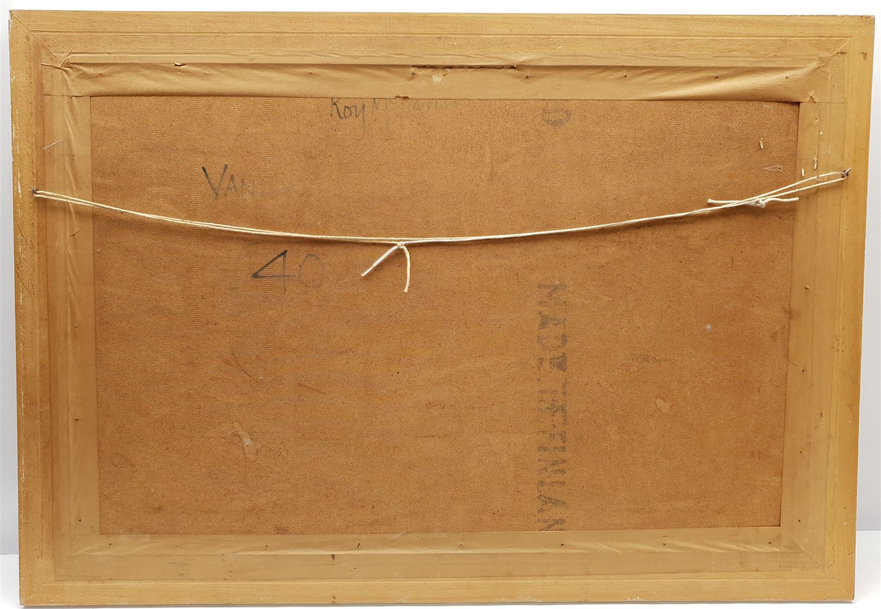 Roy McCallum (British 20th century): 'Vanity' - Abstract Roosters, impasto oil on board signed, titled and signed verso 51cm x 79cm