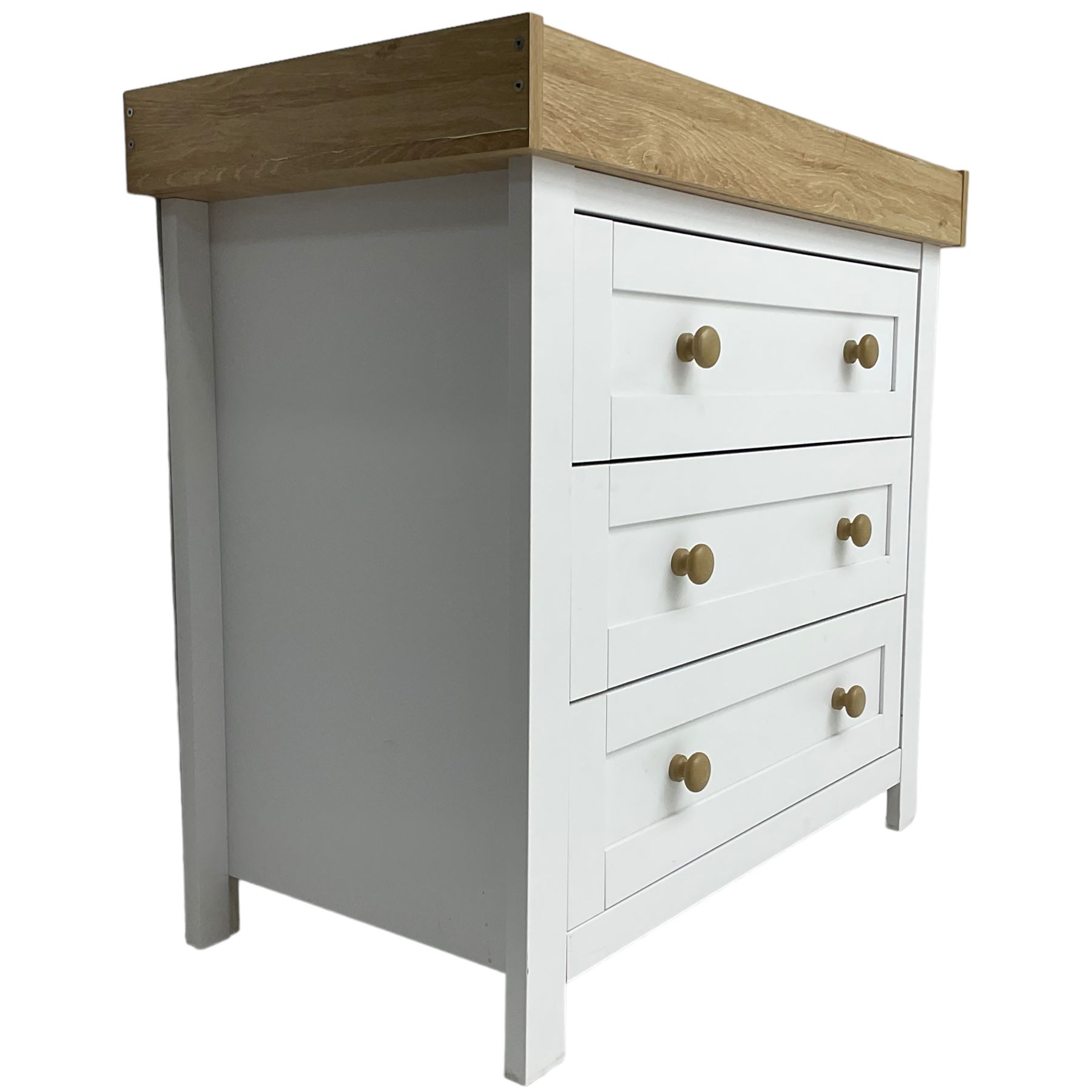 Lulworth dresser changer white finish three drawers stile supports Collectors Clearance