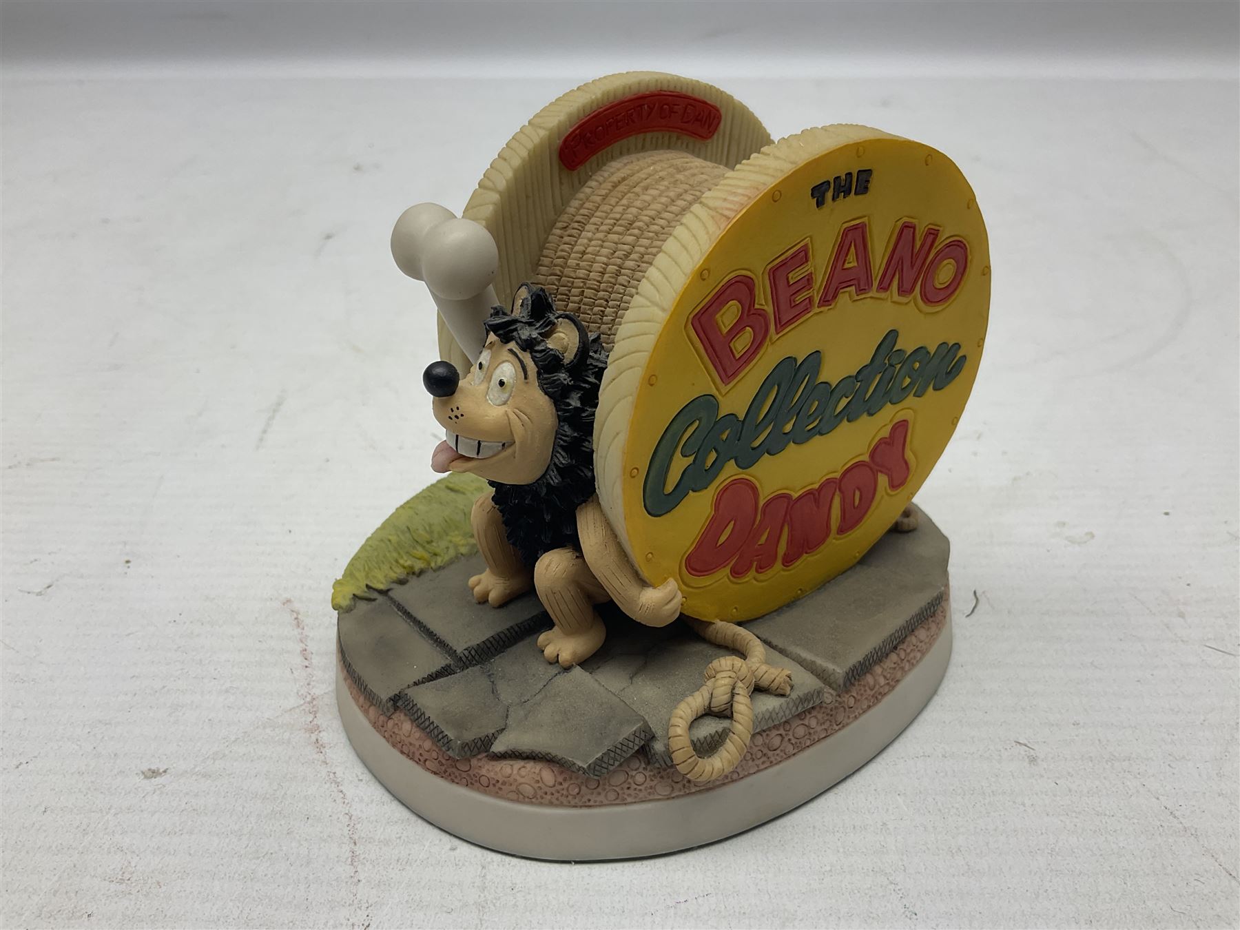 Thirteen Robert Harrop figures from the Beano Dandy collection, comprising Yo-Yo Collectors Piece 1996, Desperate Dan BD03, Cuthbert Cringeworthy BD08, Teach BD06, 'Erbert BD14, Toots BD12, Winston BD17, Fatty BD07, Dennis The Menace BD01, Dennis the Menace Fishing BD806, Sydney BD13, Wilfrid BD15 and Plug BD11