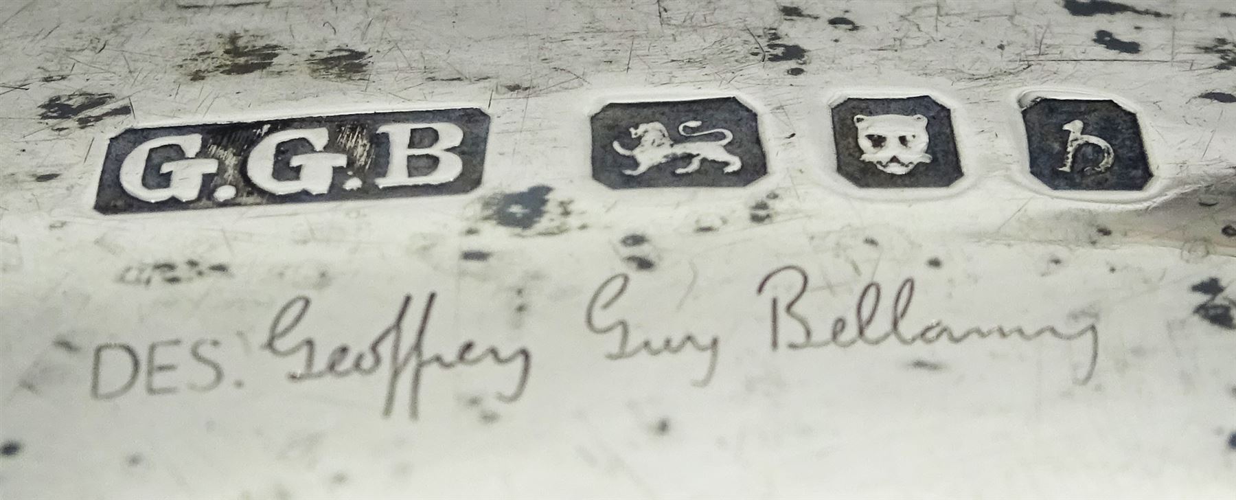 Pair of mid 20th century silver nut rocker dishes, each of curved oblong form, hallmarked Geoffrey Guy Bellamy, London 1957, W10.5cm, approximate weight 3.21 ozt (100 grams)