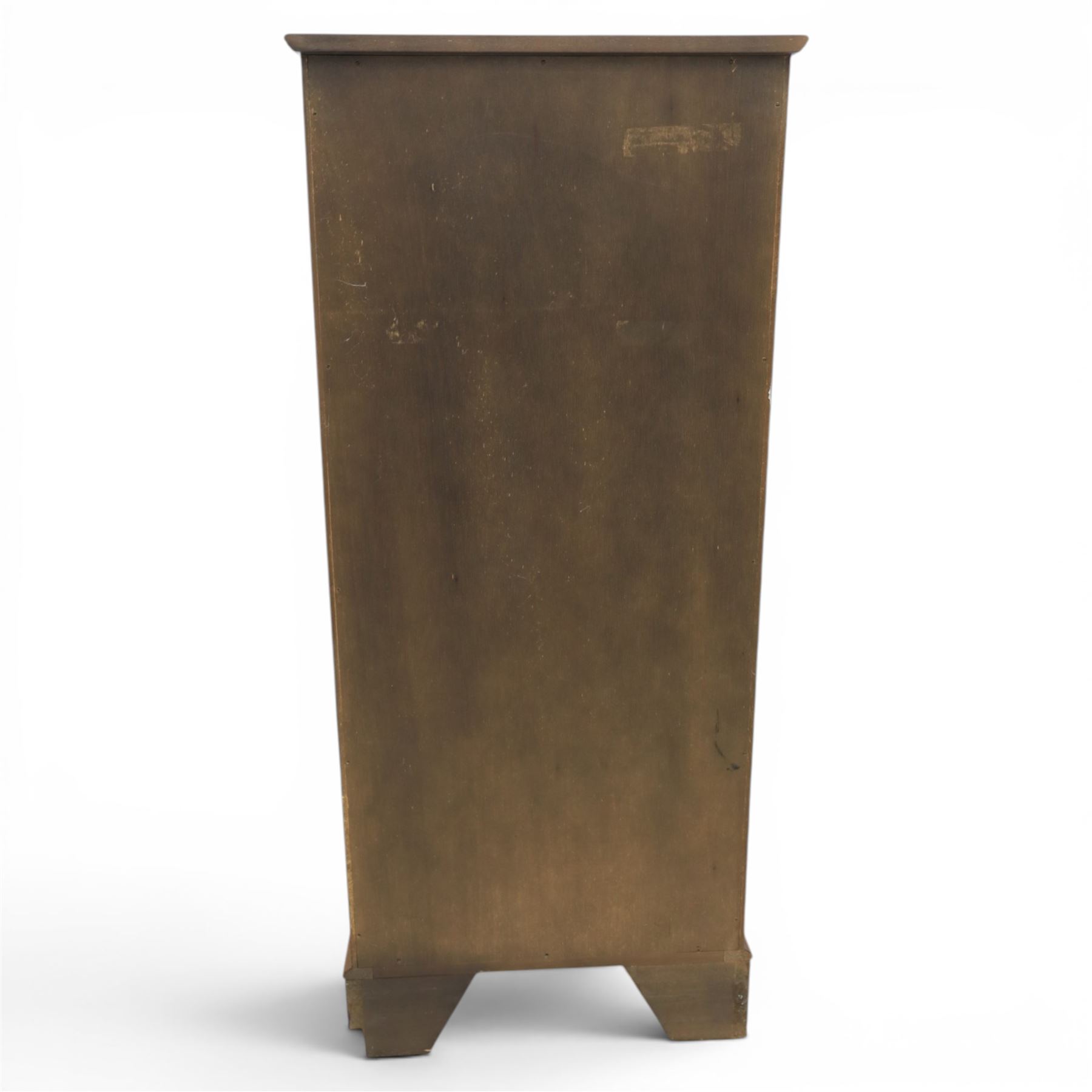 Georgian design yew wood pedestal chest, fitted with seven drawers and slide, brass drop handles