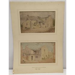 Joseph Rhodes (British 1782-1854): 'Sketches of Old Farm Houses at Flamborough', pair watercolours mounted as one unsigned 16cm x 27cm 
Provenance: collection of Alfred A Haley, Walton, Wakefield, label beneath the mount