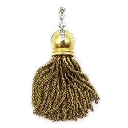  18ct gold diamond tassle pendant, stamped 750 import marks, approx 19.5gm  