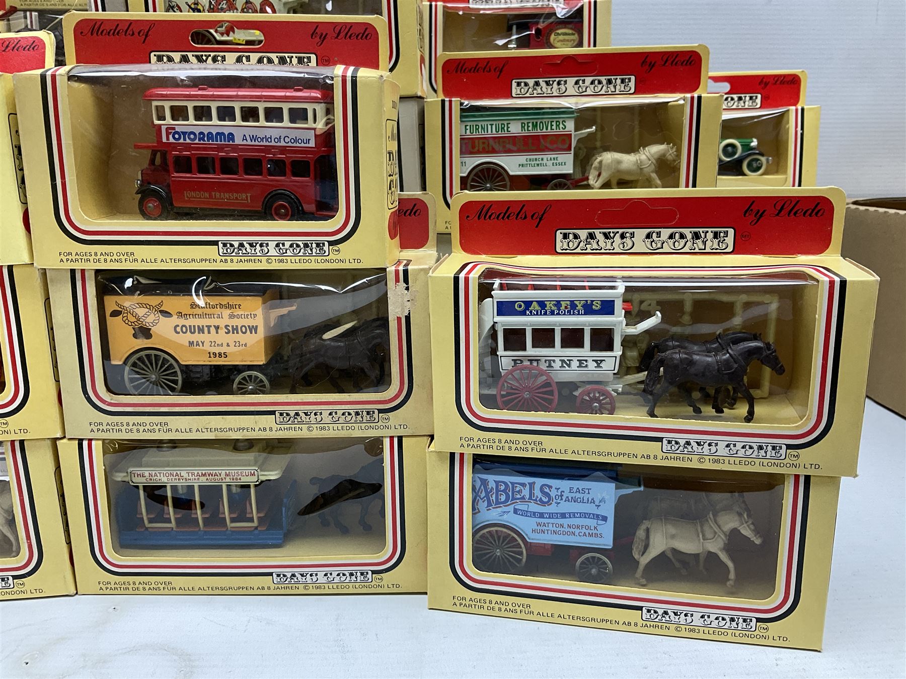 Fifty-two 1980's Days Gone/ Lledo die-cast models including Horse and Carts, all boxed (52)
