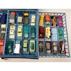 Matchbox Series 41 Collectors case containing four lift-out plastic trays with forty-seven Matchbox, Lesney and Husky models
