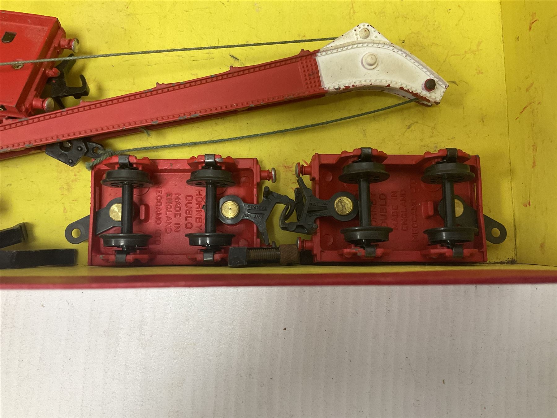 Hornby Dublo - 4620 Breakdown Crane; TPO Mail Van Set; D1 Level Crossing; Pullman cars and goods vans; with a large quantity of track to include straight and curved track, switch points and buffer stops; boxed and loose