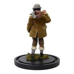 Handmade model of Canal and Railway Navvy, originally part of the Doncaster Museums and Arts Education Service, in a modern glass dome, H52cm