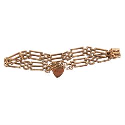 9ct gold three bar gate bracelet, hallmarked