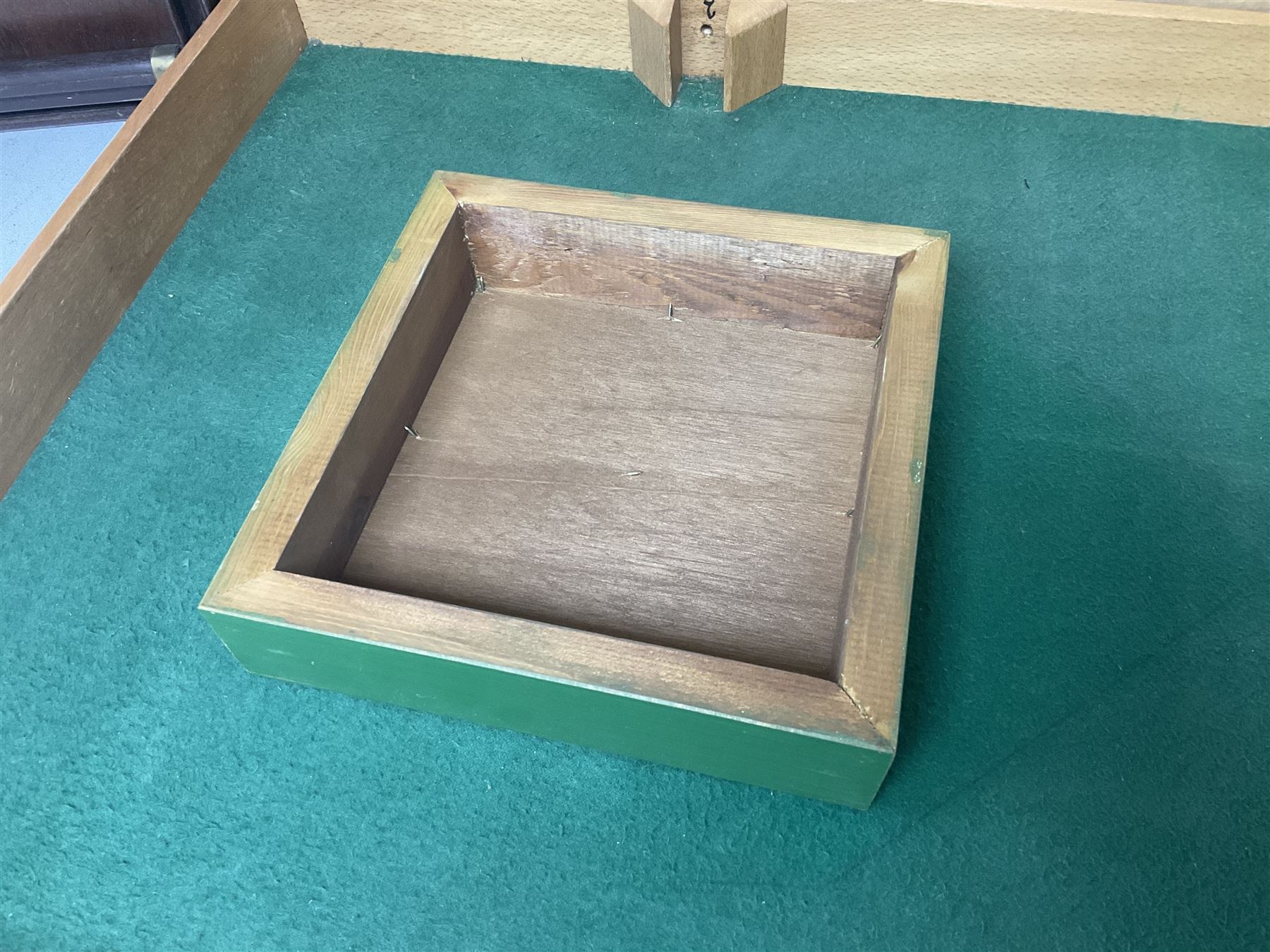 John Jaques and Son ‘Devil Among the Tailors’ wooden vintage skittles game, missing pole and ball, with instruction manual and original box; and a Corinthian Bagatelle board with marbles and push stick 