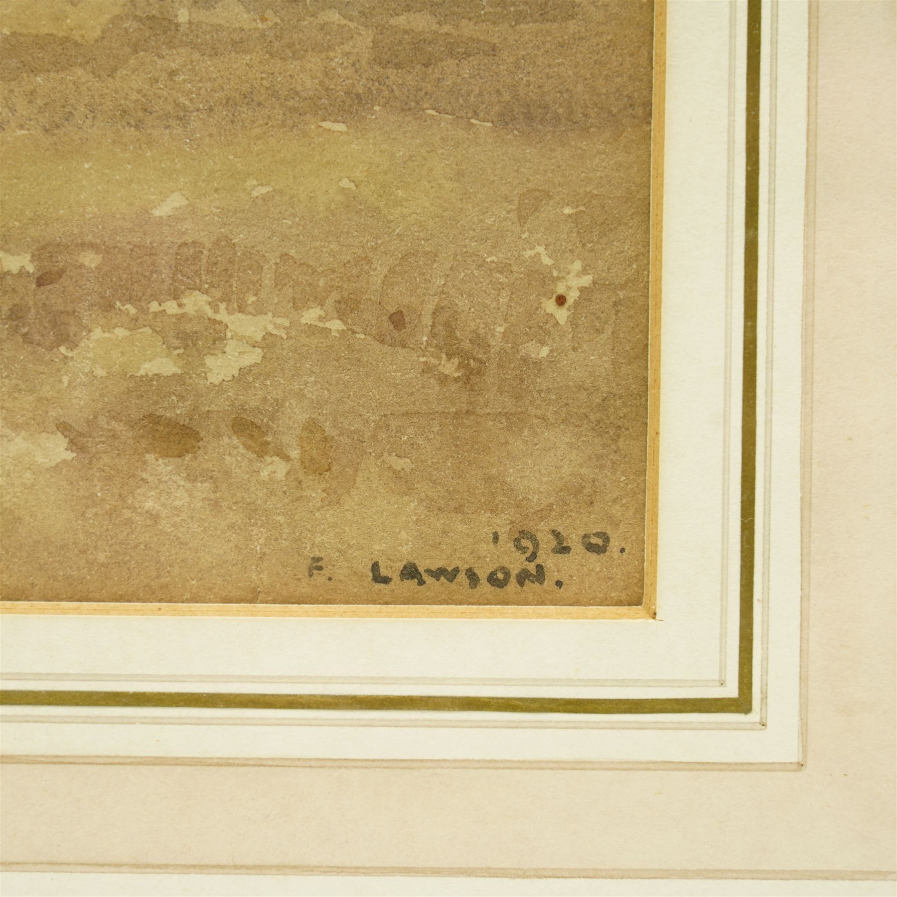 Frederick (Fred) Lawson (British 1888-1968): Ploughing the Fields, watercolour signed and dated 1910, 27cm x 35cm