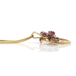  18ct gold ruby and diamond pendant necklace, stamped 750  
