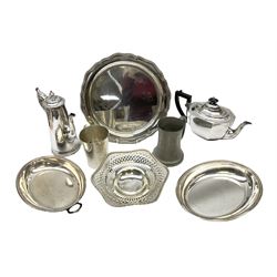 Collection of silver plate and other metal ware, to include dunhill tankard, James Dixon & Son coffee pot, tea pot etc