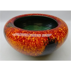  Large Poole Studio Concave Sunburst bowl, thrown by Alan White, D29cm  