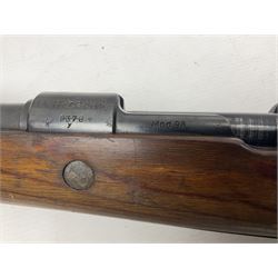 FIREARMS CERTIFICATE REQUIRED - BLANK FIRING Mauser 792 by 57 Mod.98 bolt action rifle marked BYF 41, re-proofed for .308 Winchester blank firing, with 61cm (24