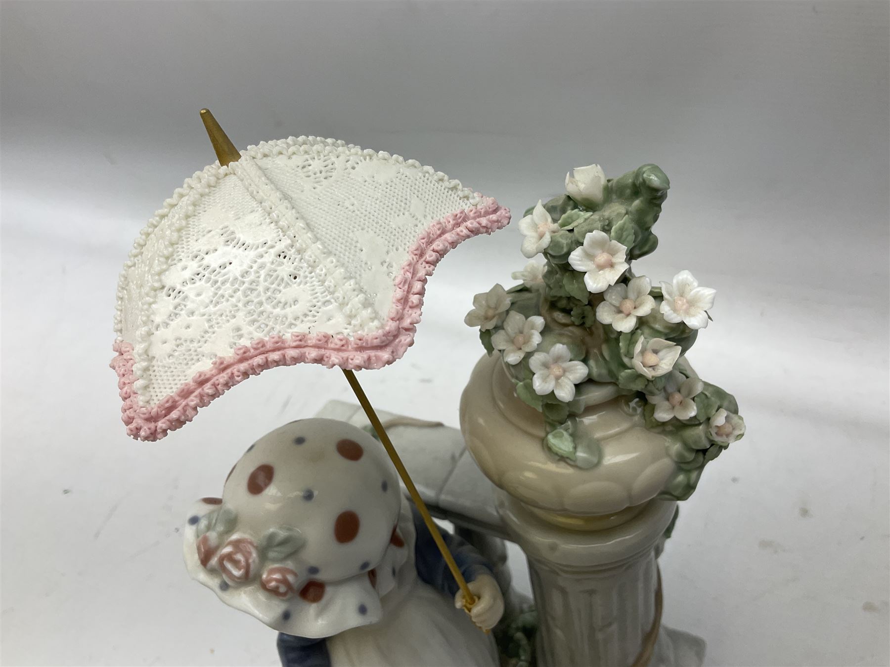 Lladro figure Glorious Spring, modelled as a girl holding a flower and parasol, no. 5284, H32cm