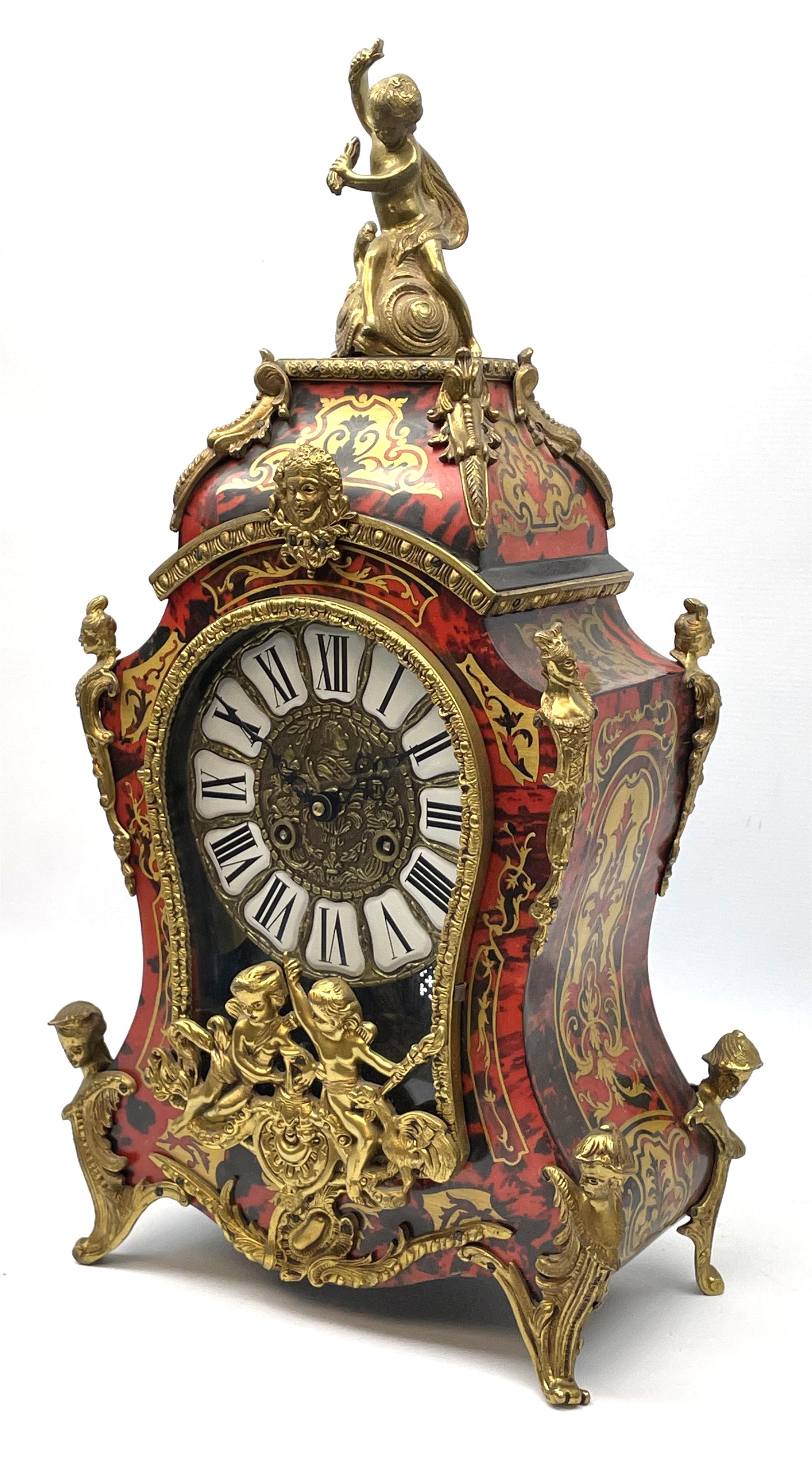 Contemporary Italian Boulle clock with a conforming wall bracket in