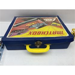 Matchbox 1-75 Series vinyl carry case containing 47 playworn and repainted die-cast models by various makers