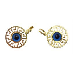 Two 14ct gold Greek Evil Eye pendants