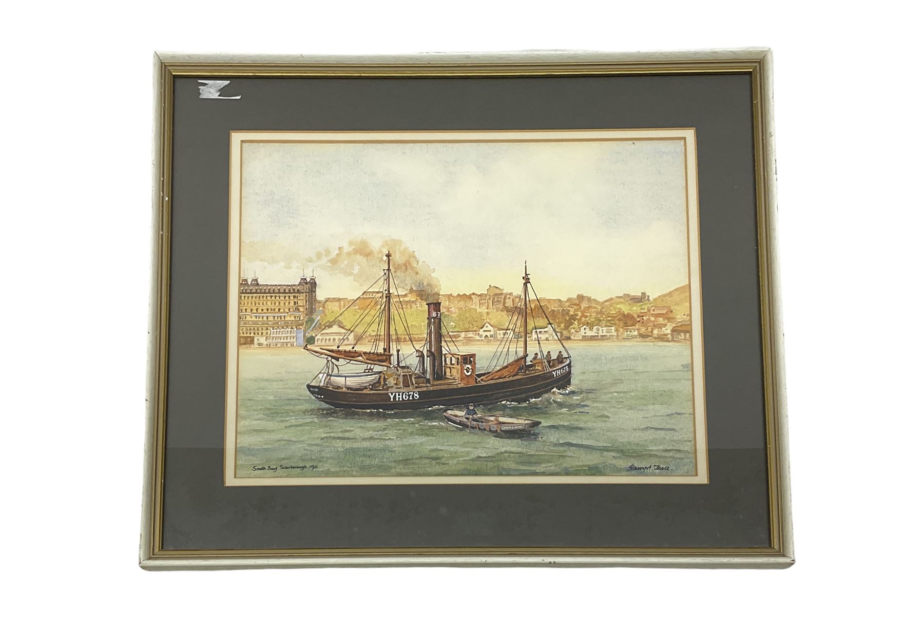 Harry A Teale (20th century): Yarmouth Fishing Boat 'South Bay Scarborough 1911', watercolour signed and titled 31cm x 40cm