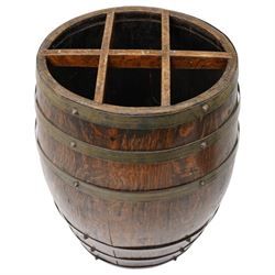 Coopered oak barrel six division stick stand H62cm
