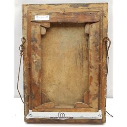 Continental School (19th century):  Nursing Mother seated on Outside Steps, oil on canvas unsigned 39cm x 25cm