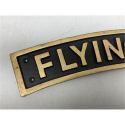 Cast iron Flying Scotsman arched railway type sign, L70cm
