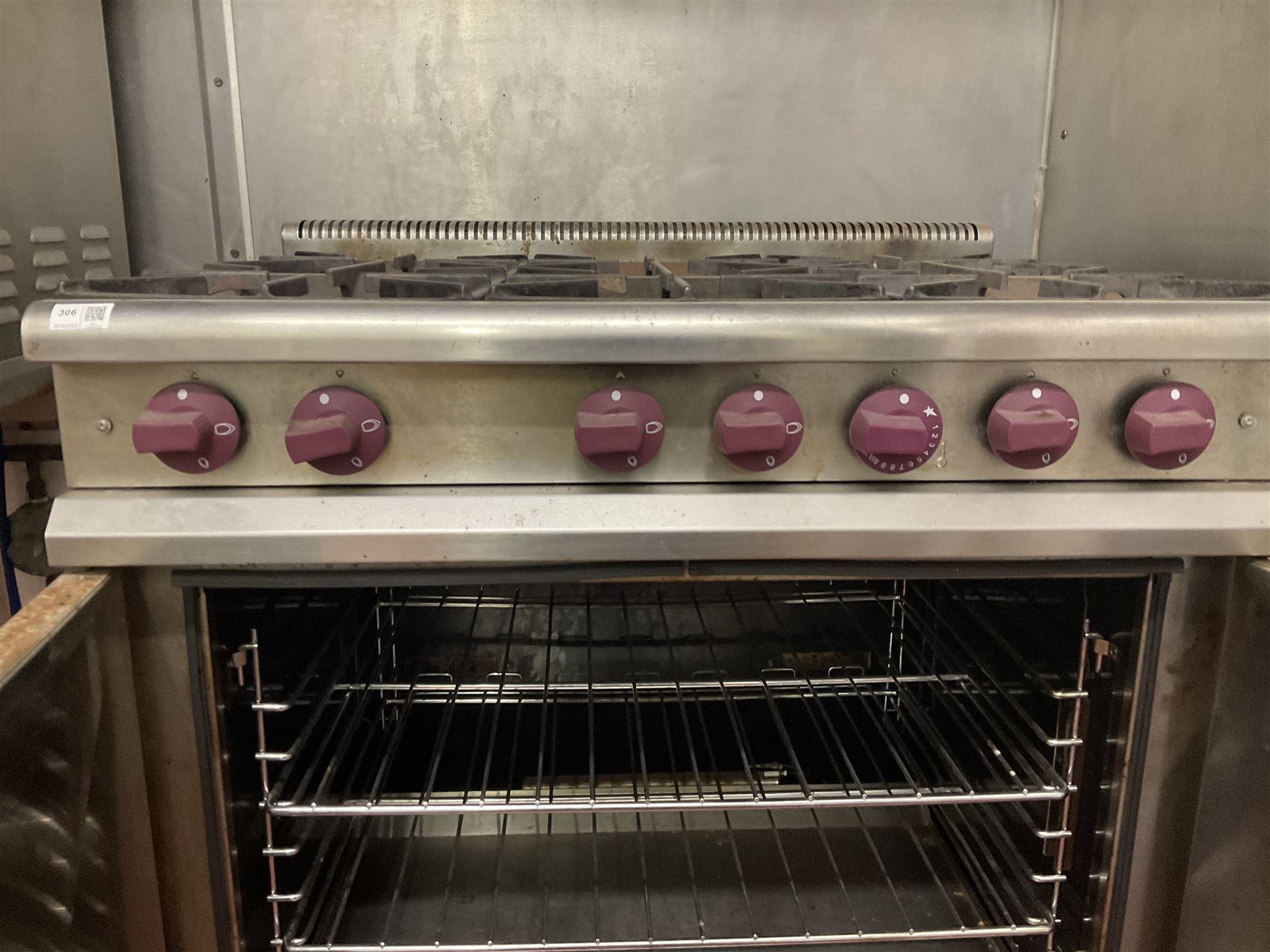 Moorwood Vulcan six burner gas cooker- LOT SUBJECT TO VAT ON THE HAMMER PRICE - To be collected by appointment from The Ambassador Hotel, 36-38 Esplanade, Scarborough YO11 2AY. ALL GOODS MUST BE REMOVED BY WEDNESDAY 15TH JUNE.