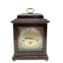 Franz Hermle- 8-day 20th century chiming mantle clock in a mahogany 18th century style cas...