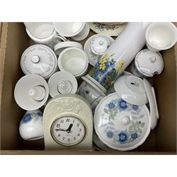 Royal Worcester miniature loving cup, Royal Doulton Wendy figure HN 2109, Lladro dish, two Giuseppe Armani figures, Staffordshire style figural vase, Crown Devon Fieldings blush ivory ewers and twin handled vases, Villeroy & Boch, Royal Doulton, Carlton Ware, Masons ironstone, other ceramics, teawares etc in four boxes