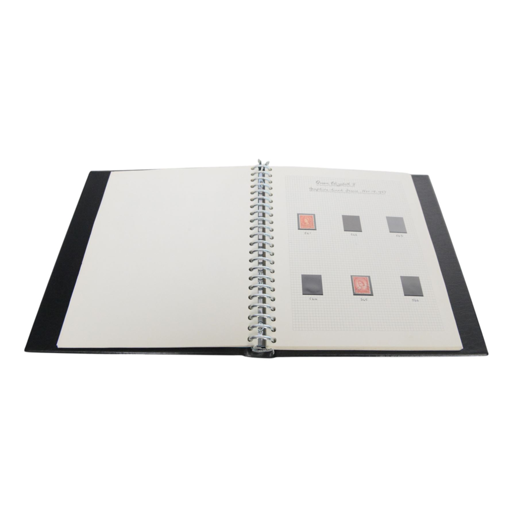 Great Britain stamps, Queen Victoria and later, including QV penny black with partial red MX cancel and three good margins, King Edward VII overprints, Queen Elizabeth II pre-decimal issues, many Queen Elizabeth II mint decimal stamps, etc, housed in four folders and one album