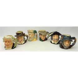  Six Royal Doulton large character jugs including 'The Lawyer', 'Compleat-Angler', 'Rip Van Winkle' etc  