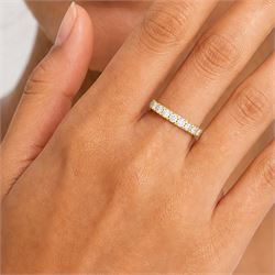 18ct gold diamond half eternity ring, set with nine round brilliant cut diamonds, hallmarked