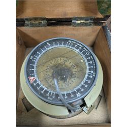 Azimuth Circle no. 1152, Sestrel Mark IIIA compass in wooden case and a field telephone