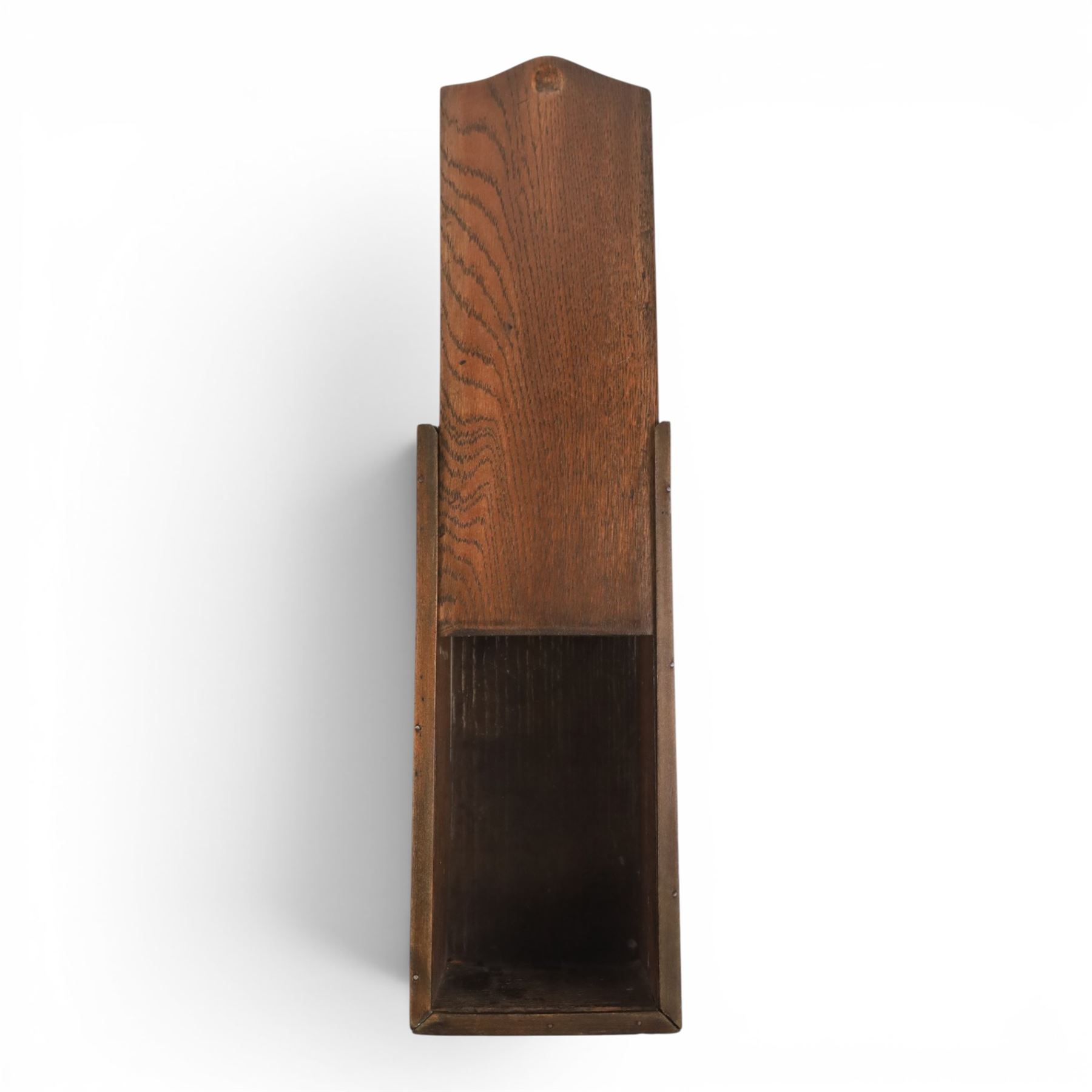 Late 18th century oak candle box and 19th century carving, candle box H44cm