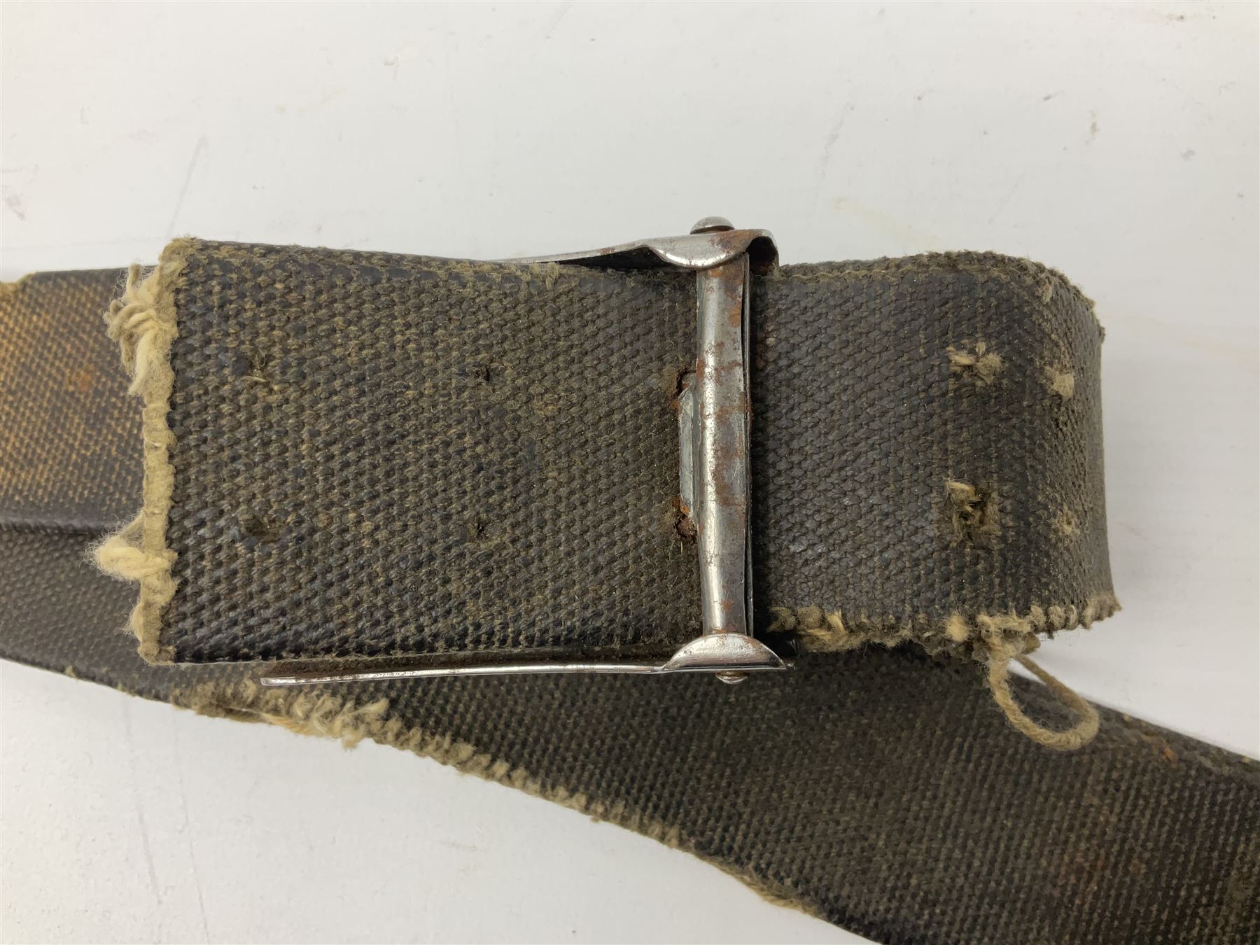 WW2 German Hitler Youth belt, the buckle marked 'Blut Und Ehre' and impressed RZM M/4/55 verso; and another Hitler Youth belt with similarly marked buckle (2)