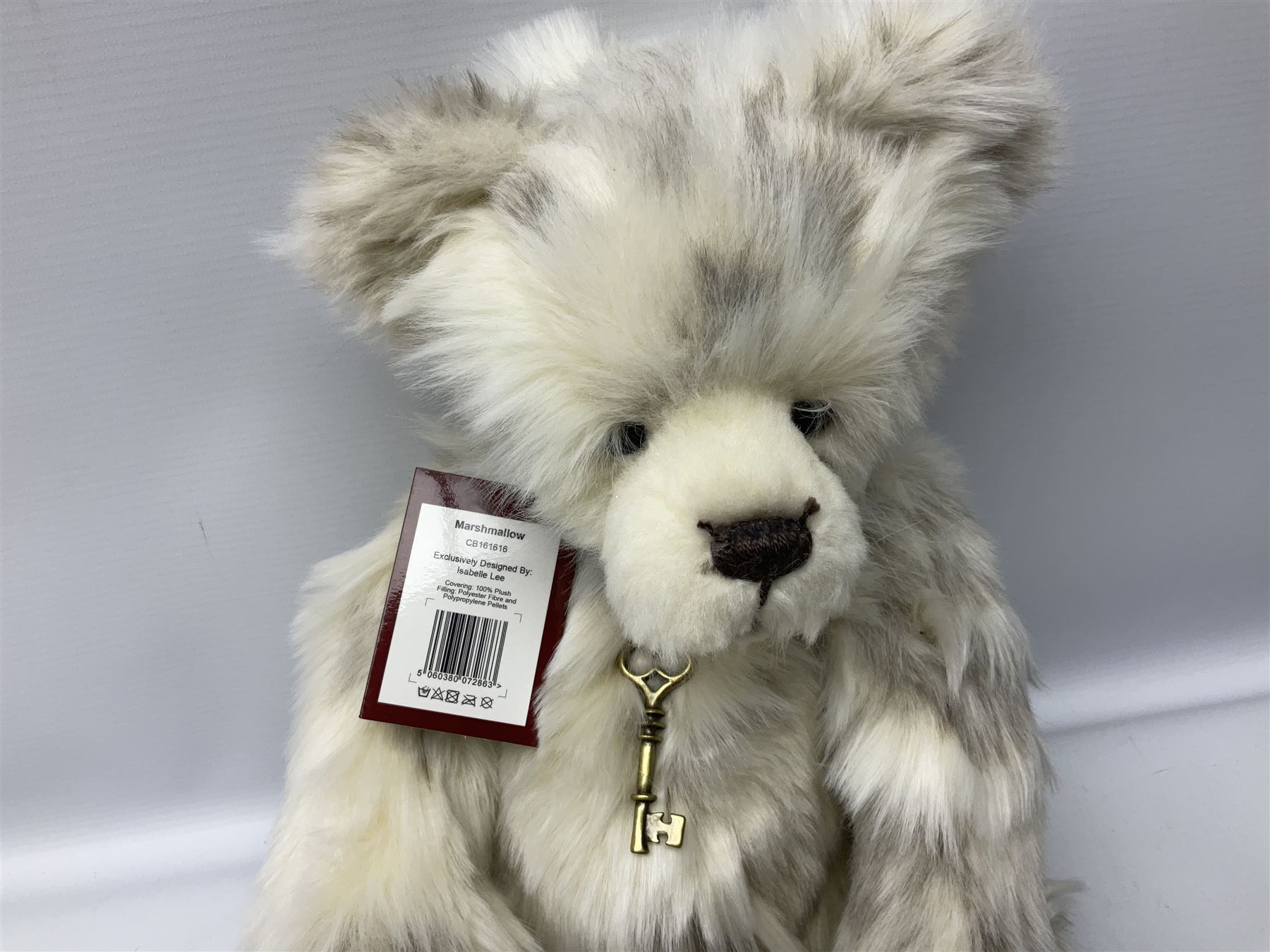 Four Charlie Bears, comprising Christine CB181832B, Marshmallow CB161616, and Savoury Pudding CB625096, each designed by Isabelle Lee, each with tags, plus one example CB151535B lacking tag 