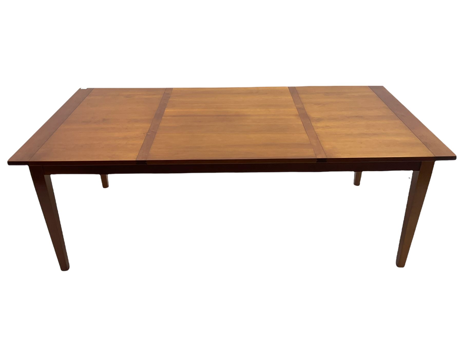 Grange Furniture cherry wood dining table, and eight chairs with rush seats