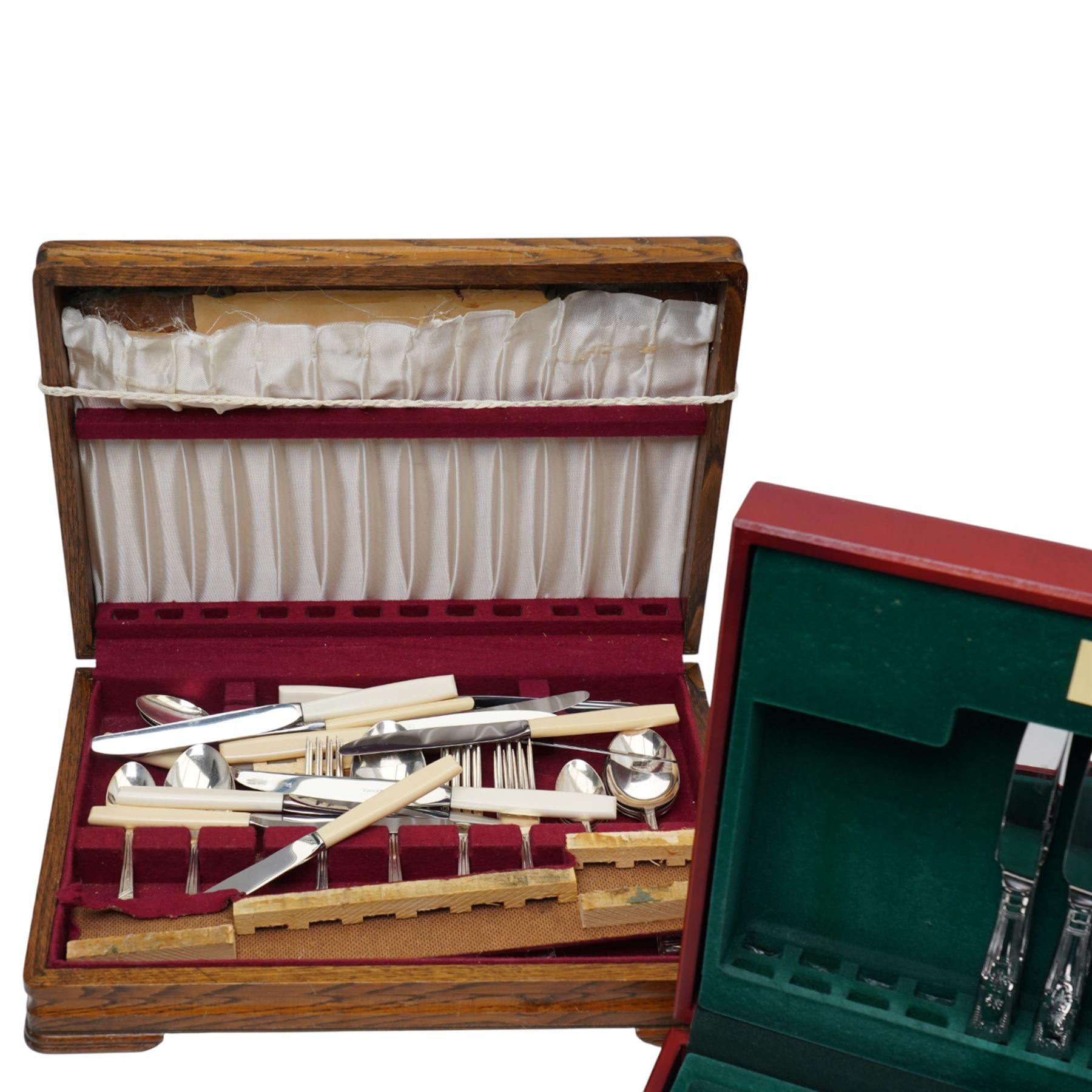 Three canteens of cutlery, some partly complete, comprising Housley and two from Viners of Sheffield, and two cases of Viners fish knives and forks