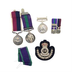 Queen Elizabeth III general service medal with Cyprus clasp, RAF long service medal and  C...