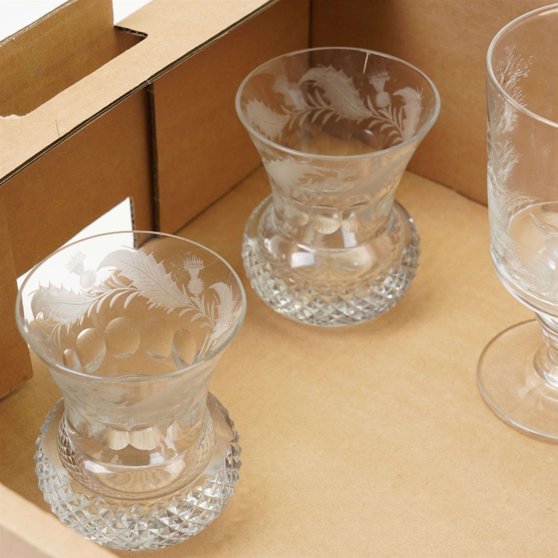 Three 19th century Rummers, one large and two smaller examples, and later glassware (7)