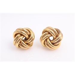  Pair of 18ct gold knot ear-rings, hallmarked   
