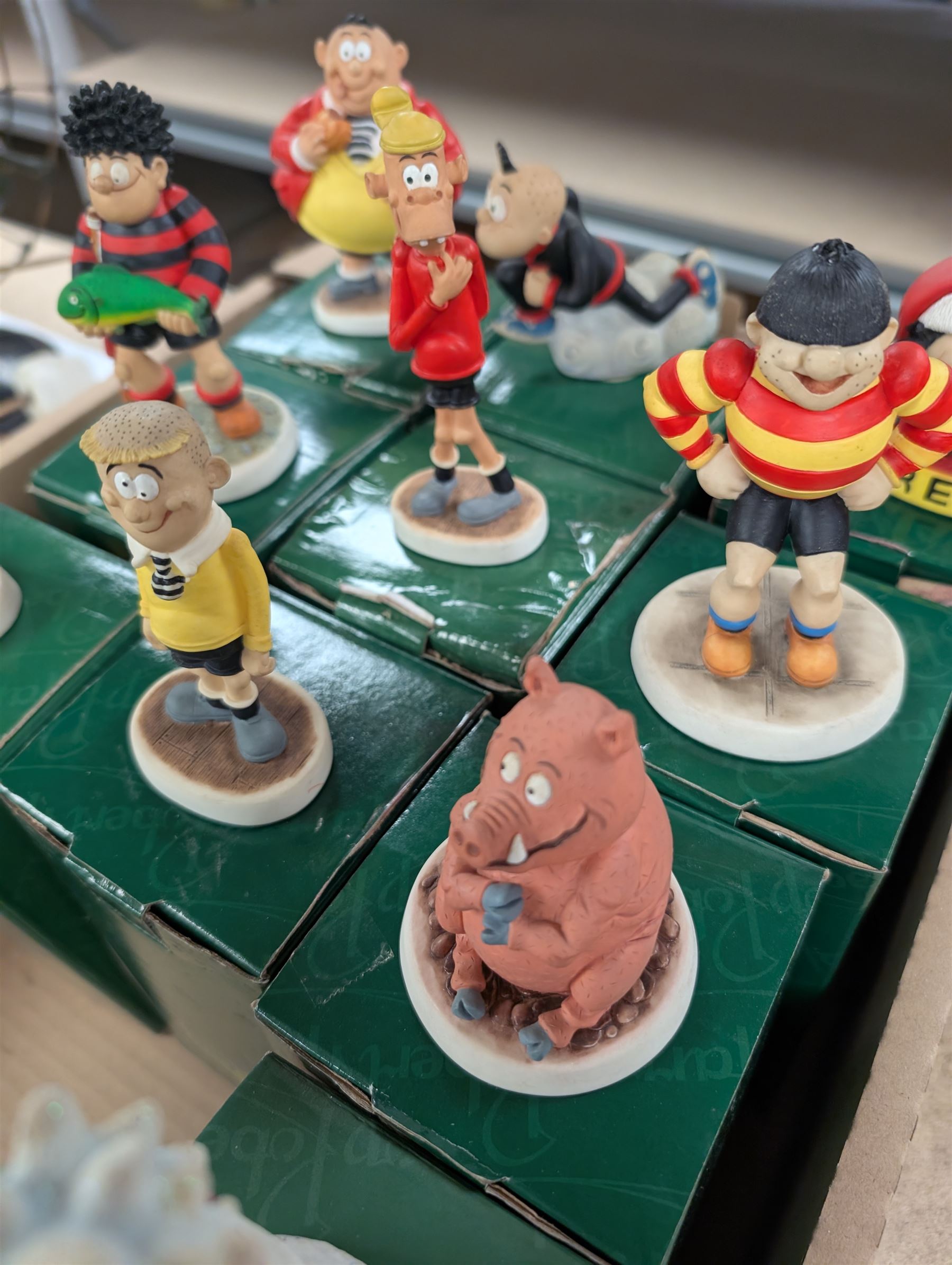 Ten Robert Harrod The Beano Dandy Collection figures including Rasher, Bully Beef, Spotty and Plug