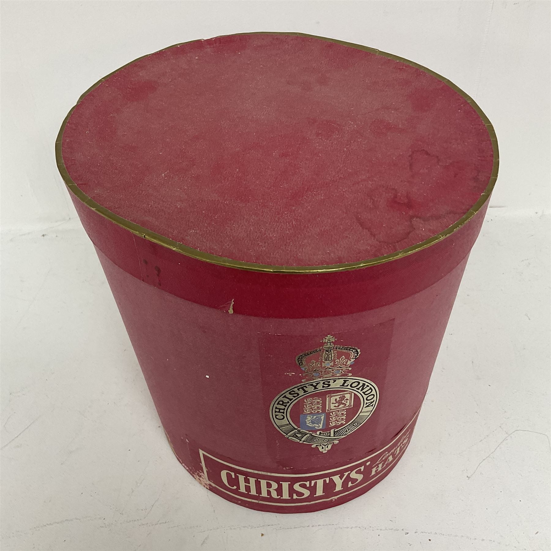 Christys' London vintage red cardboard hat box