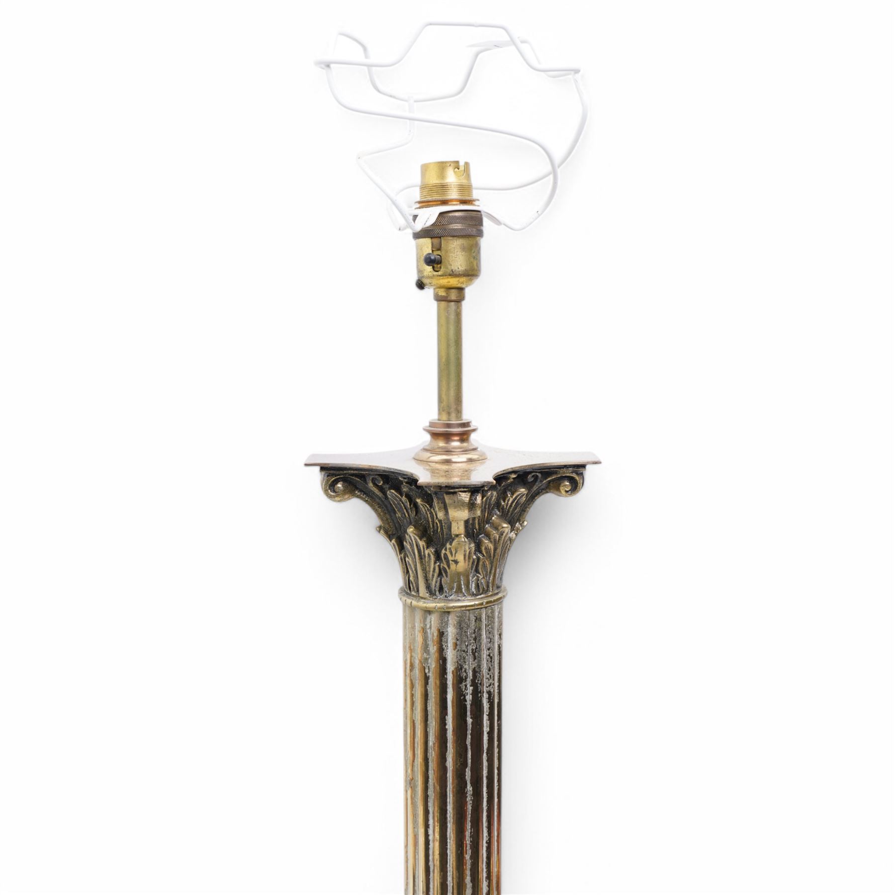 Large Corinthian column table lamp on stepped base H60cm excluding fitting