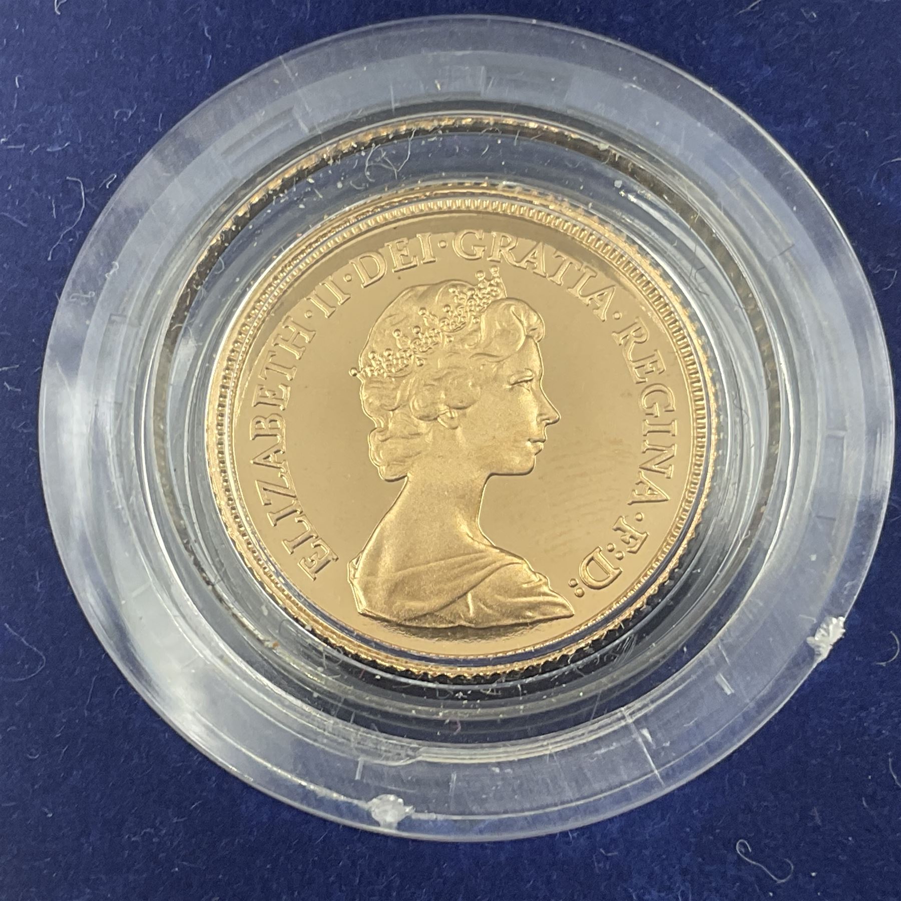 Queen Elizabeth II 1983 gold proof half sovereign coin, cased with certificate