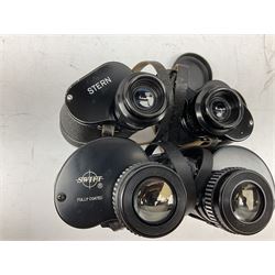 Nine cased pairs of binoculars, to include Tohyoh 22x70, Greenkat 7x- 12x50, Chinon, Fisher-Dietz 7x50, etc